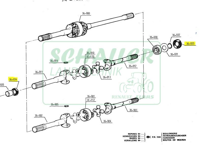 Vorderachse Antriebswellen-Dichtsatz alte VA 524/525/527   851-4 bis 1151-4