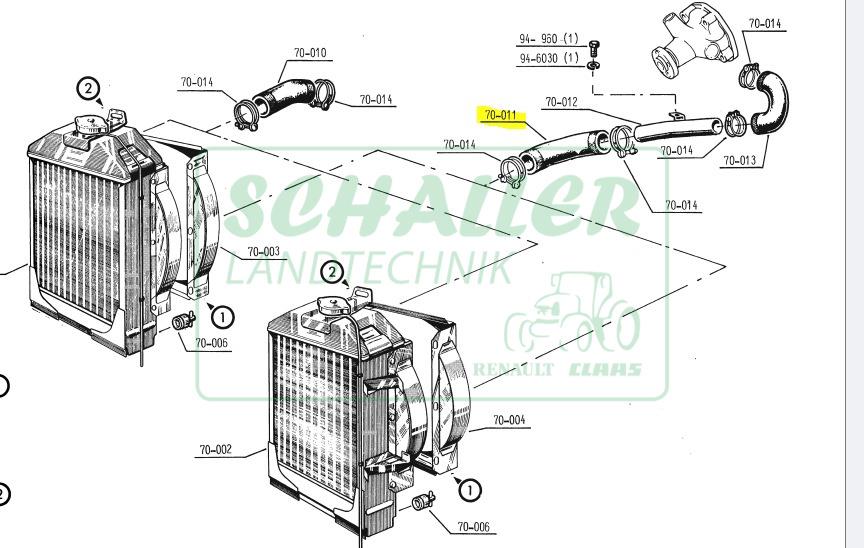 Kühlerschlauch  Kühler unten rechts Renault 751 bis 851-4S