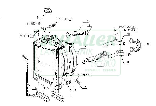 Kühler für Renault 681 bis 751-4 u.-S,75-14LS  85-14 LS