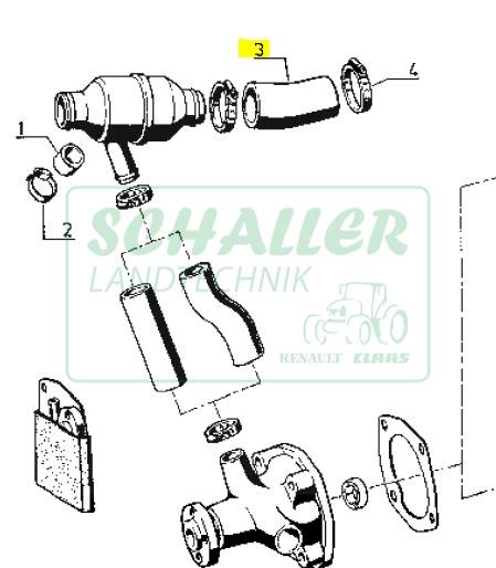 Kühlerschlauch Wasserrohr Zylinderkopf zu Thermostat 3 und 4 Zylinder MWM