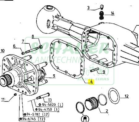 Vorderachs-Gehäusedichtung Mitte Renault TX VA 95-14 bis 180-94