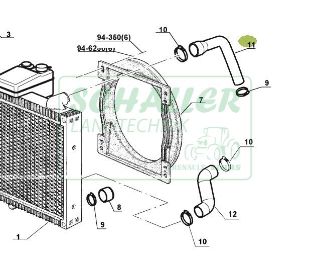 Kühlerschlauch Kühler oben Ares 506 600 606
