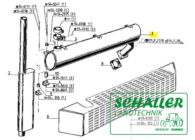 Schalldämpfer waagrecht für MWM 6-Zylinder Saug-Motor 14er Baureihe