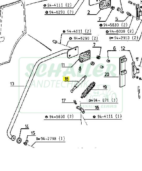 Gasfeder für Türe Ares Länge 185mm