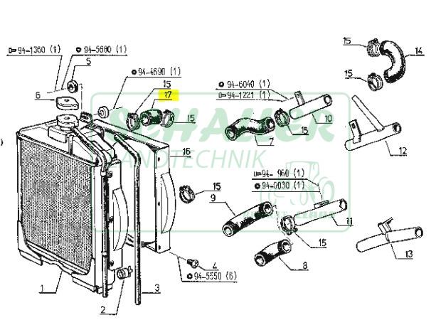 Kühlerschlauch Kühler oben 551 bis 851-4 (S)