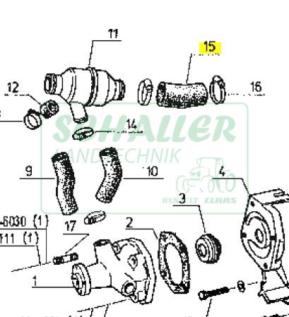 Kühlerschlauch Wasserrohr Zylinderkopf zu Thermostat 6 Zylinder MWM