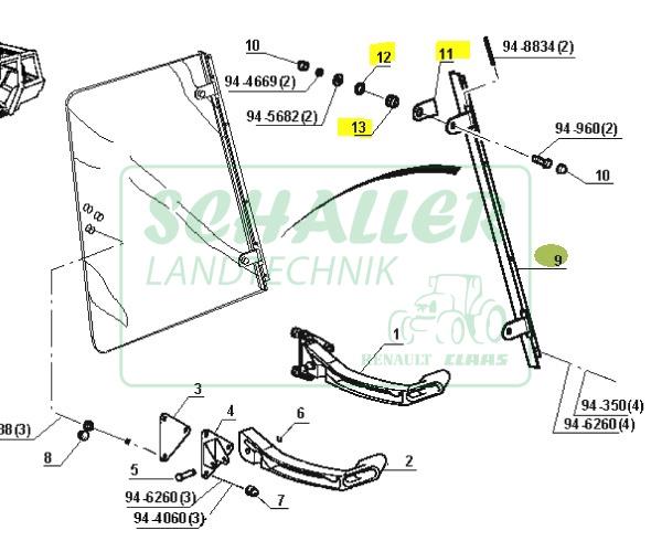 Seitenscheiben- Scharnier hinten für TX/TS/TZ/Temis Modelle (ohne Scharnier-Ausf.)